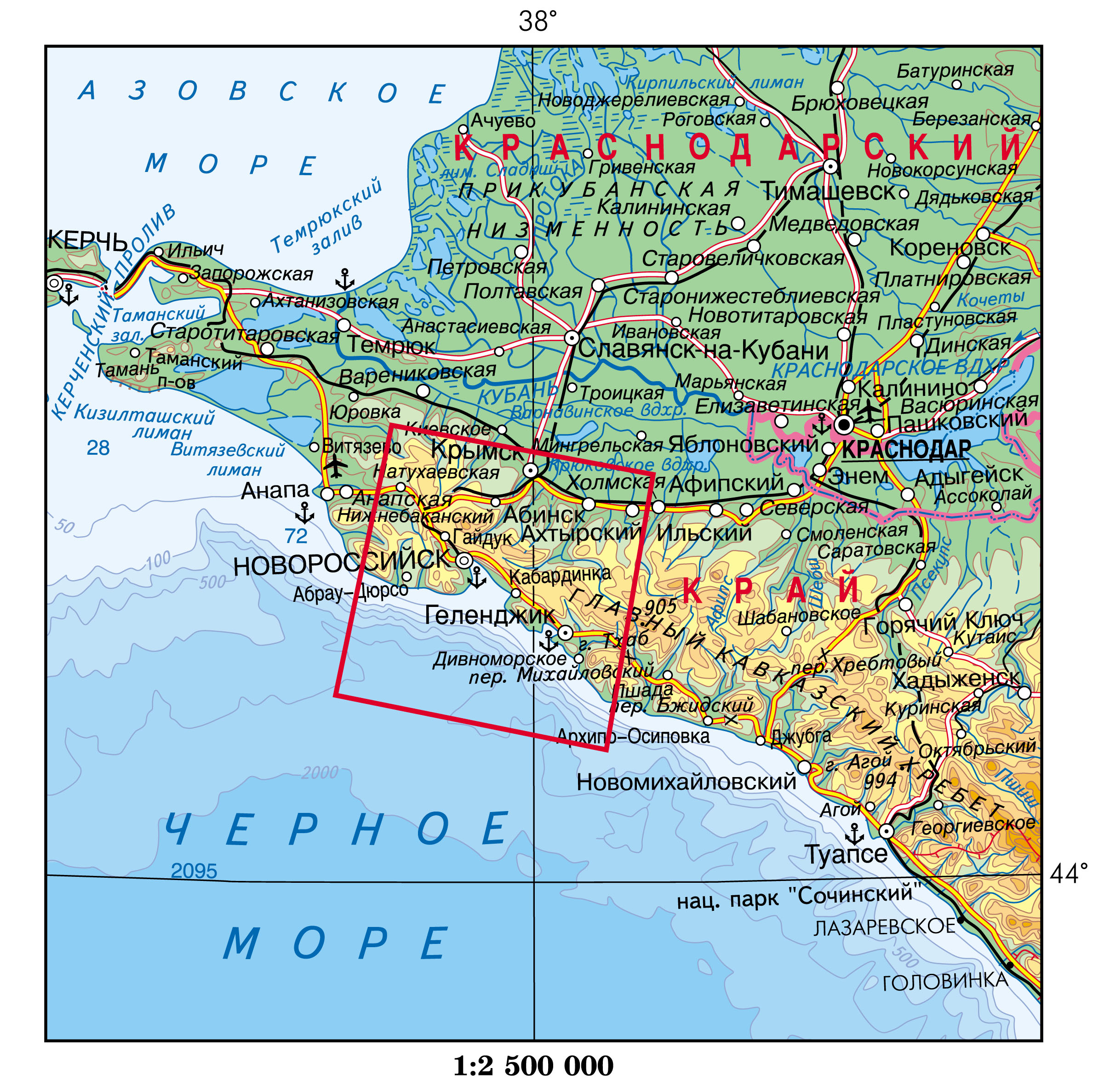 Новороссийск карта побережья черного моря